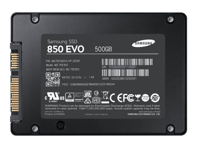 Samsung 850 EVO MZ-75E500BW - 500 GB SSD - intern - 2.5" (6.4 cm)