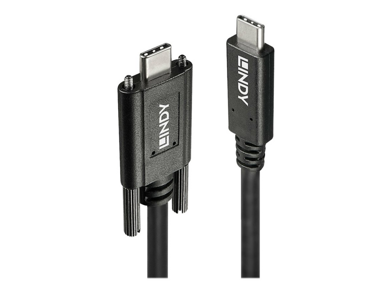 Lindy USB-Kabel - USB-C (M) zu USB-C (M) - USB 3.1 Gen 2 / Thunderbolt 3 - 1 m - rund, Daumenschrauben, USB Power Delivery (3A, 60W)