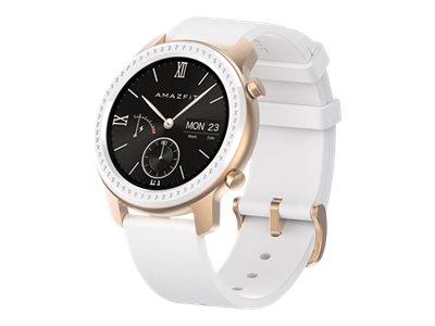 Amazfit GTR - Glitter Edition - 42 mm - intelligente Uhr mit Riemen - Leder - weiß - Handgelenkgröße: 120-195 mm - Anzeige 3 cm (1.2")