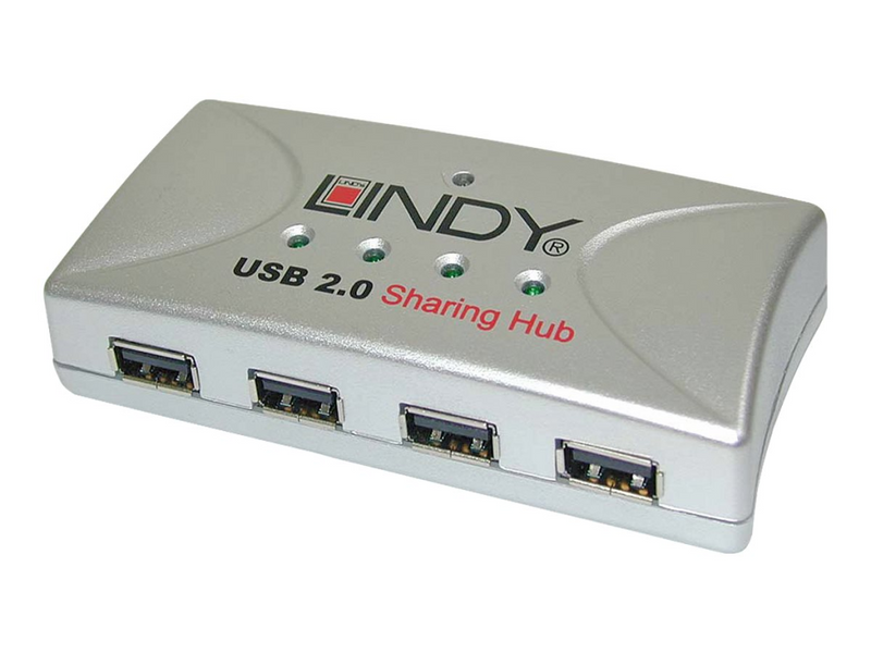 Lindy USB 2.0 4 Port Sharing Hub - Hub - 4 x USB 2.0