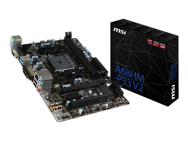 MSI A68HM-P33 V2 - Motherboard - micro ATX - Socket FM2+ - AMD A68H - USB 3.0 - Gigabit LAN - Onboard-Grafik (CPU erforderlich)