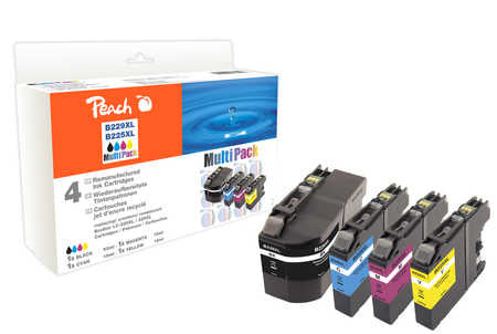Peach Combi-Pack - 4er-Pack - Schwarz, Gelb, Cyan, Magenta - kompatibel - wiederaufbereitet - Tintenpatrone (Alternative zu: Brother LC229XXL, Brother LC225XL)