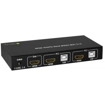 Techly 2x1 USB HDMI KVM Switch 4Kx2K - KVM-/Audio-Switch