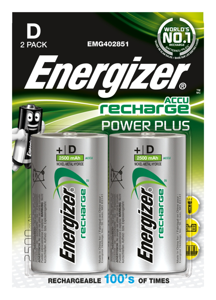 Energizer Accu Recharge Power Plus - Batterie 2 x D - NiMH - (wiederaufladbar)