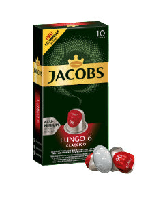 Jacobs LUNGO 6 CLASSICO - Kaffeekapsel - Lungo - Nespresso - 10 Tassen - Box
