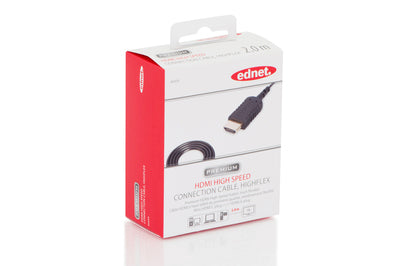ednet. HDMI High Speed Verbindungskabel mit Ethernet, Typ A, hoch flexibel