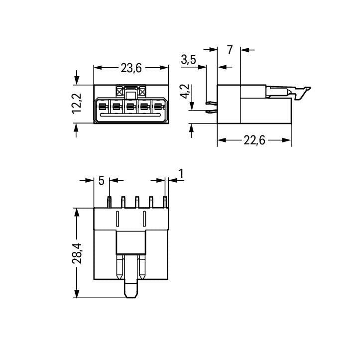 WAGO WINSTA MINI - PCB plug - 5-pole - Schwarz - Polyamid - Kupfer - IP20 - 250 V