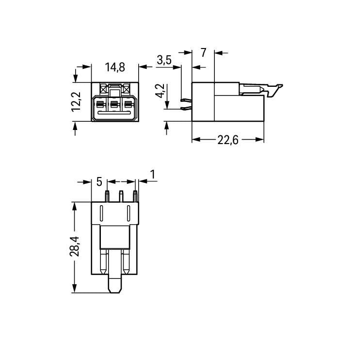 WAGO 890-813 - Mini PCB plug - 3-pole - Schwarz - Polyamid - Kupfer - IP20 - 250 V