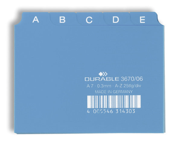 Durable 367006 - Alphabetischer Registerindex - PVC - Blau - A7 - 0.3 mm - 105 mm