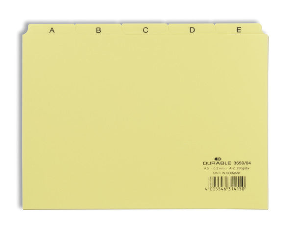 Durable 365004 - Alphabetischer Registerindex - PVC - Gelb - A5 - 0.3 mm - 210 mm