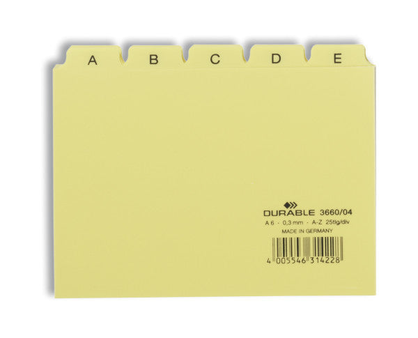 Durable 366004 - Alphabetischer Registerindex - PVC - Gelb - A6 - 0.3 mm - 148 mm