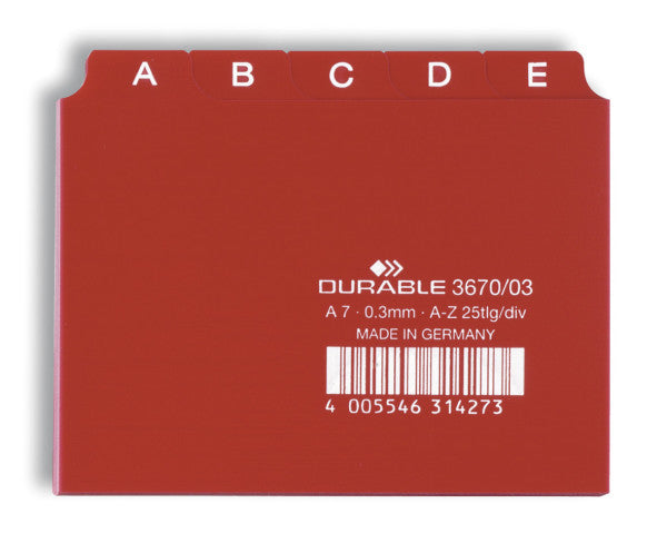 Durable 367003 - Alphabetischer Registerindex - PVC - Rot - A7 - 0.3 mm - 105 mm