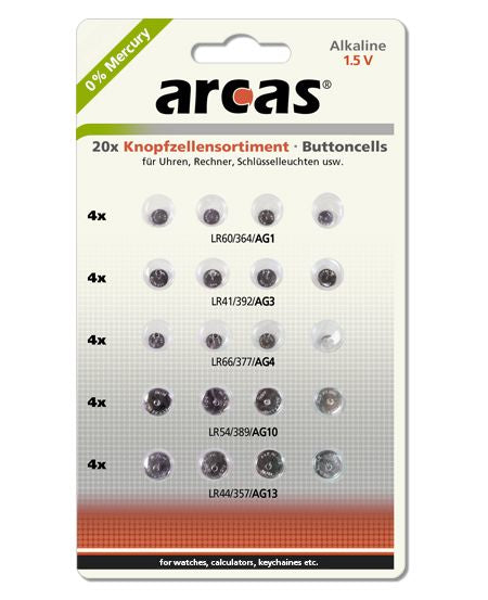 Arcas 12752000 - Einwegbatterie - Alkali - 1,5 V - 20 Stück(e) - 5 Jahr(e) - Cd (cadmium) - Hg (Quecksilber)