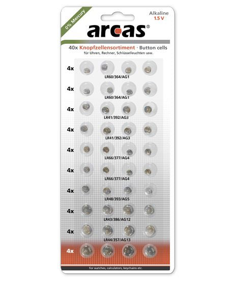 Arcas 12754000 - Einwegbatterie - Alkali - 1,5 V - 40 Stück(e) - 5 Jahr(e) - Cd (cadmium) - Hg (Quecksilber)