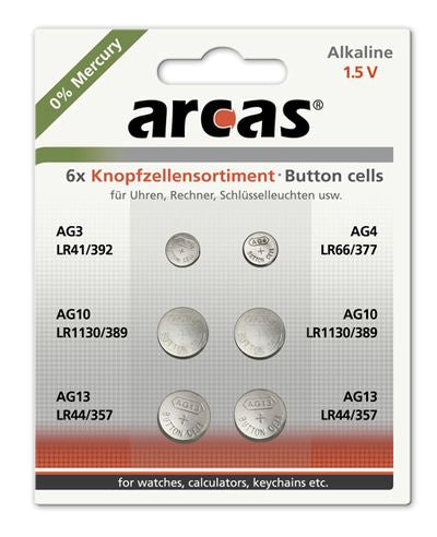 Arcas 127 50600 - Einwegbatterie - Alkali - 1,5 V - 6 Stück(e) - Cd (cadmium) - Hg (Quecksilber) - Silber