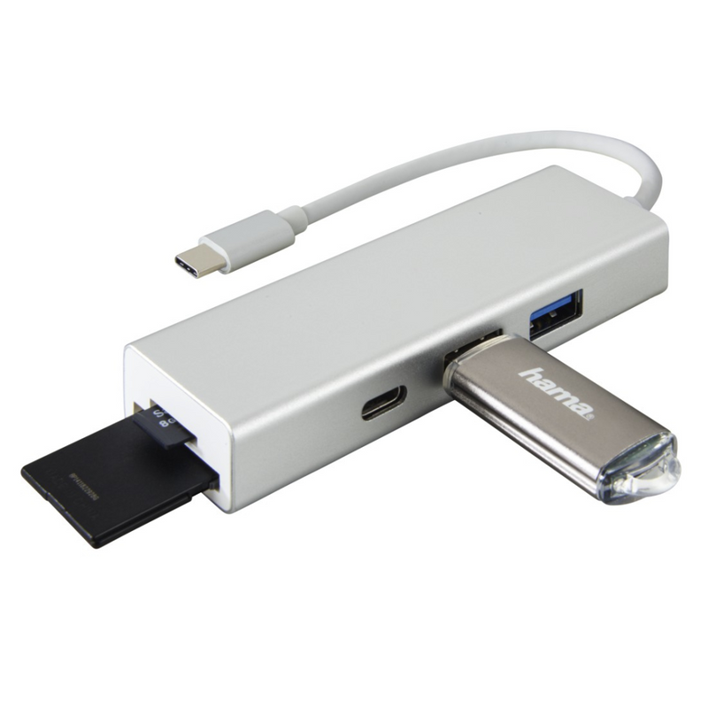 Hama "Aluminium" - Hub - 2 x USB 3.1 Gen 1 + 1 x USB-C