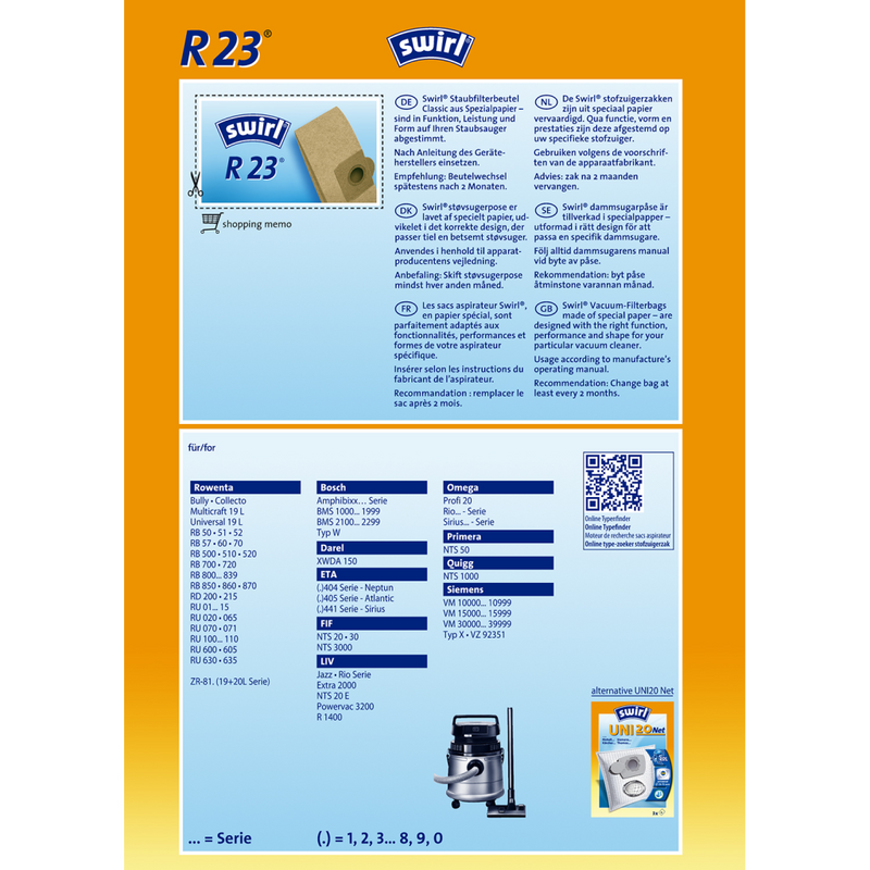 Swirl R 23 - Tasche - für Staubsauger (Packung