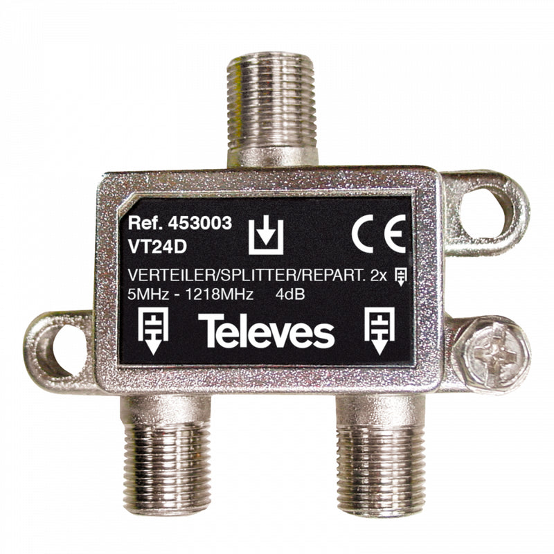Televes VT24D - Kabelsplitter - 5 - 1218 MHz - Edelstahl - 4 dB - F - 55 mm