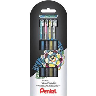 Pentel Dual Metallic - Stick pen - Mehrfarben - Schwarz - Blau - Gold - Silber - Kunststoff - 0,5 mm - 4 Stück(e)