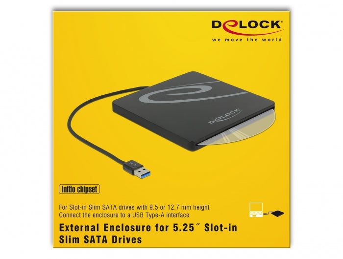 Delock 5.25" External Enclosure Slot-in Slim SATA > USB 3.0