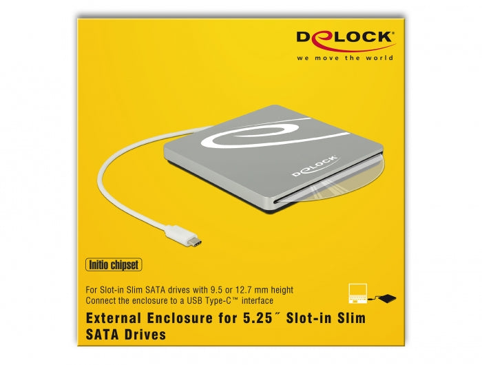 Delock 5.25 External Enclosure Slot-in Slim SATA > USB C - Speichergehäuse - SATA - 5 Gbit/s - USB 3.1 (Gen 1)