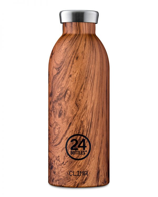 24Bottles Clima Bottle Sequoia Wood - 0,5 l - Naturholz - Edelstahl - 12 h - 24 h - 7,3 cm