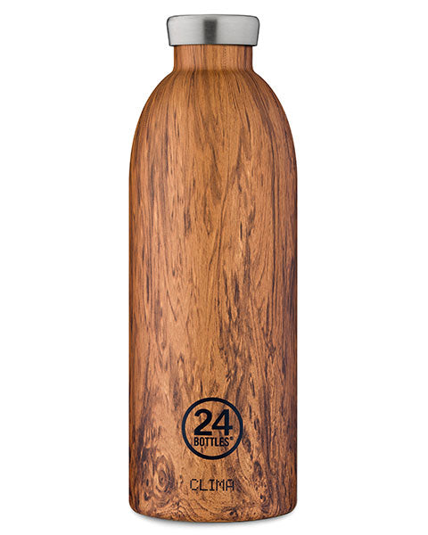 24Bottles Clima Bottle Sequoia Wood - 0,85 l - Naturholz - Edelstahl - 12 h - 24 h - 8,4 cm