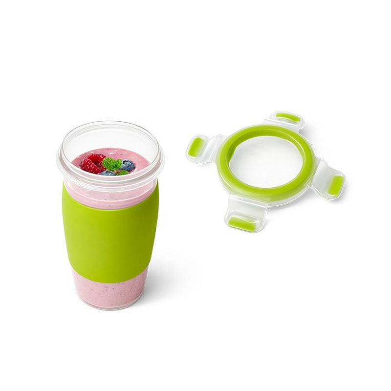 EMSA Smoothie Mug Clip & Go 0,45l rund - Brotdose - Erwachsener - Grün - Transparent - Kunststoff - Einfarbig - Deutschland
