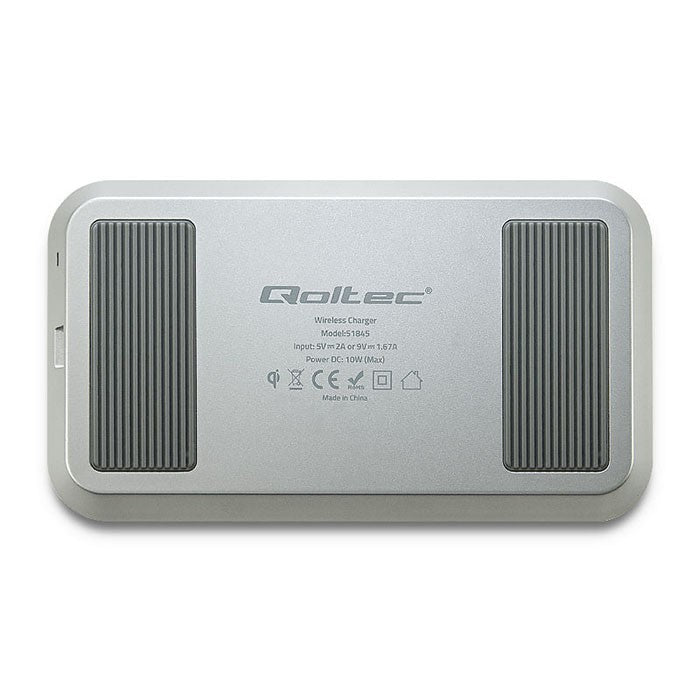 Qoltec 51845 - Indoor - USB - 9 V - 1,2 A - Kabelloses Aufladen - Silber
