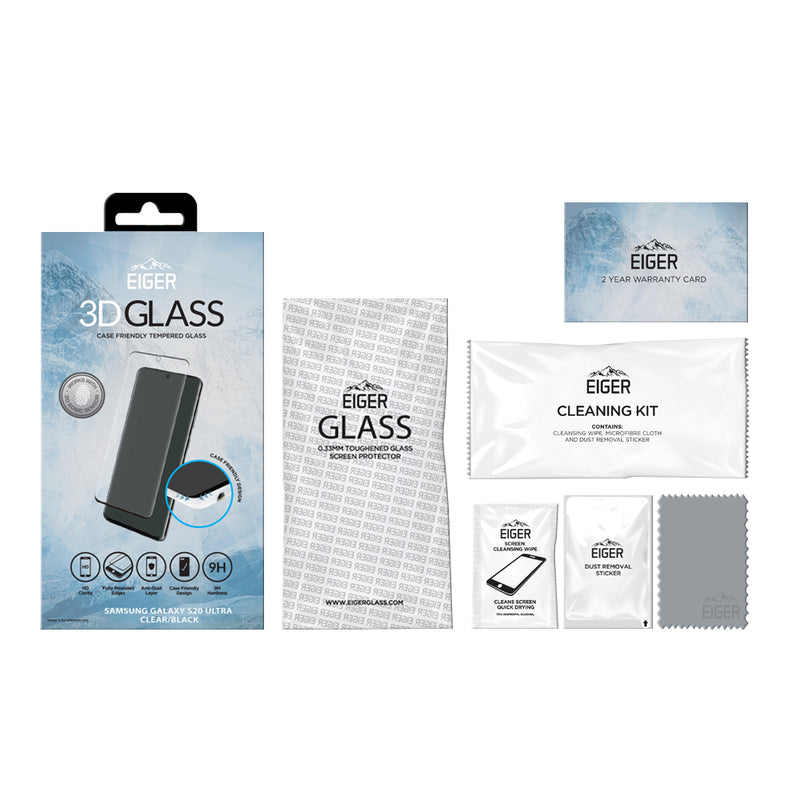 Eiger EGSP00565 - Klare Bildschirmschutzfolie - Handy/Smartphone - Samsung - Galaxy S20 Ultra - Schwarz - Transparent - 1 Stück(e)