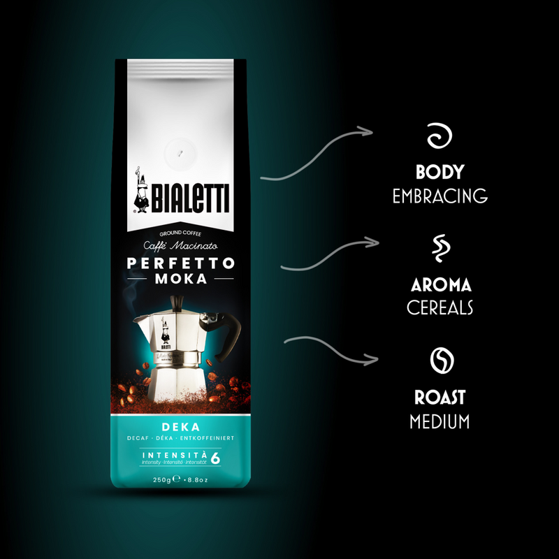 Bialetti Perfetto Moka Entkoffeiniert 250 g - 250 g - Medium geröstet - Kaffee - 40% Arabica - 60% Robust - Tasche