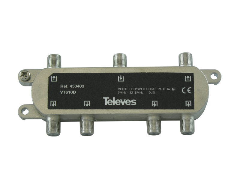 Televes VT610D - Kabelsplitter - 5 - 1218 MHz - Schwarz - Metallisch - 10 dB - F