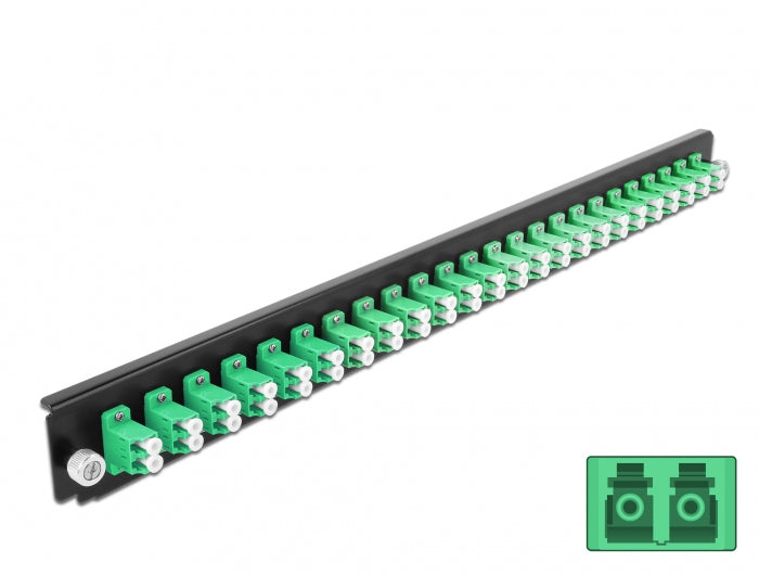 Delock Rack-Montageblech für Glasfaser-Spleißbox - Vorderseite - LC SM X 24 - grün - 1U - 48.3 cm (19")