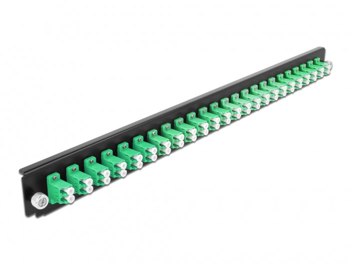 Delock Rack-Montageblech für Glasfaser-Spleißbox - Vorderseite - LC SM X 24 - grün - 1U - 48.3 cm (19")