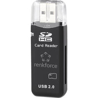 Renkforce CR02e-K - MMC,MicroSD (TransFlash),MicroSDHC,MicroSDXC,SD,SDHC,SDXC - Schwarz - USB 2.0 - 22 mm - 64 mm - 9 mm