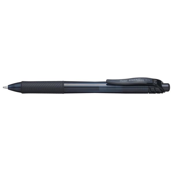 Pentel Energel X 1.0 - Anklippbarer versenkbarer Stift - Schwarz - Schwarz - Kunststoff - 1 mm - Beidhändig