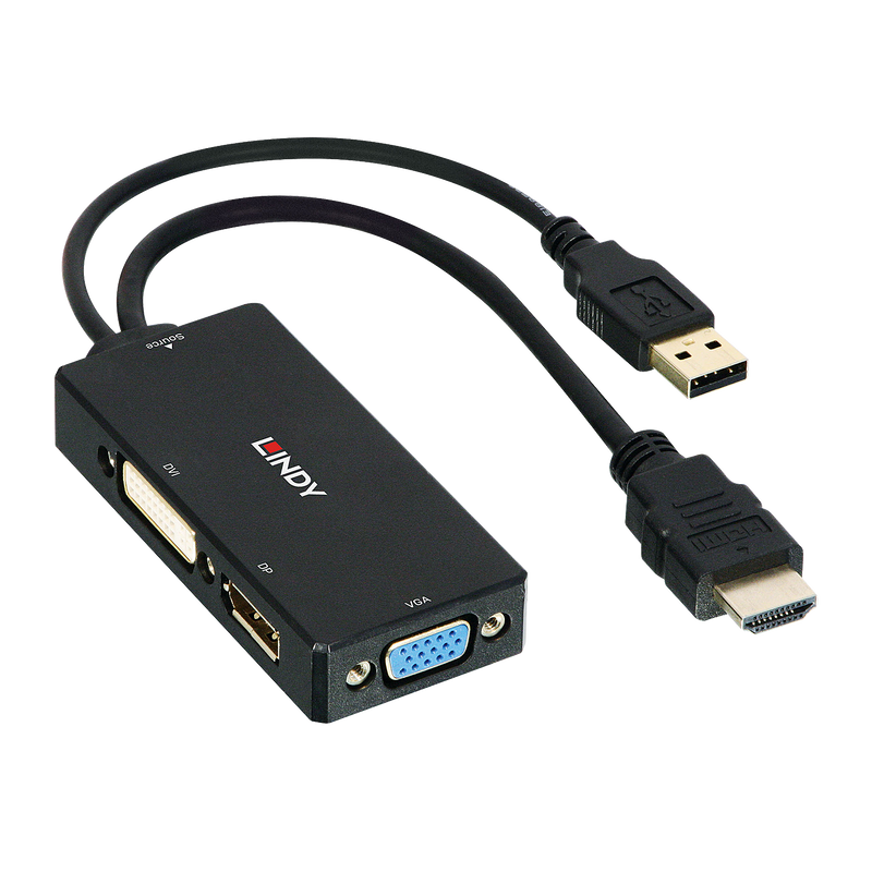 Lindy Videokonverter - HDMI - DVI, DisplayPort, VGA