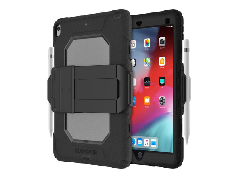 Griffin Survivor All-Terrain - Schutzhülle für Tablet - widerstandsfähig - Silikon, Polycarbonat - Schwarz, klar - für Apple 10.5-inch iPad Air (3. Generation)