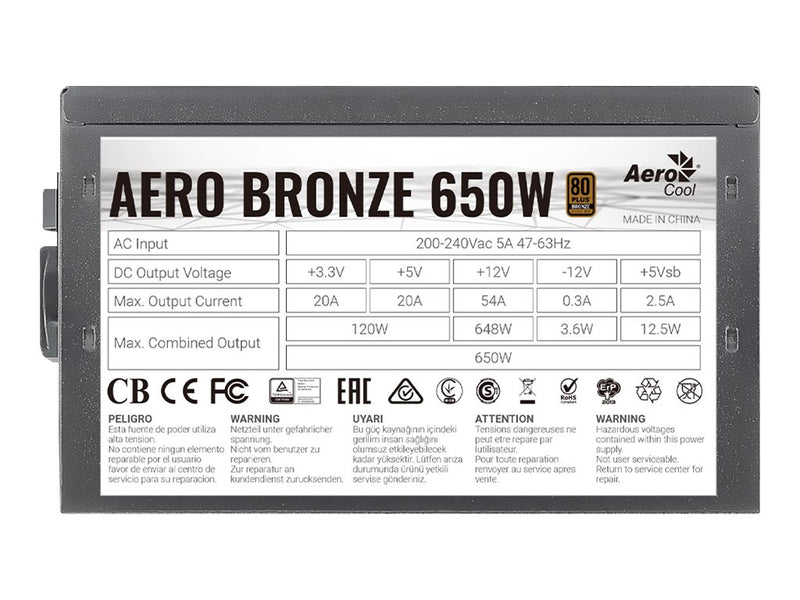 AEROCOOL ADVANCED TECHNOLOGIES AeroCool AERO BRONZE 650W - Netzteil (intern)
