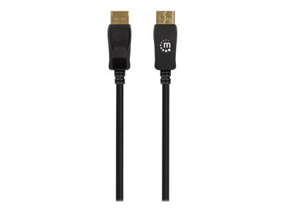 Manhattan DisplayPort 1.4 Cable, 8K@60hz, 3m, Braided Cable, Male to Male, Equivalent to Startech DP14MM3M, With Latches, Fully Shielded, Black, Lifetime Warranty, Polybag - DisplayPort-Kabel - DisplayPort (M)