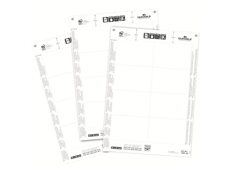 Durable Weiß - 60 x 90 mm - 150 g/m² - 160 Karte(n) (20 Bogen x 8)