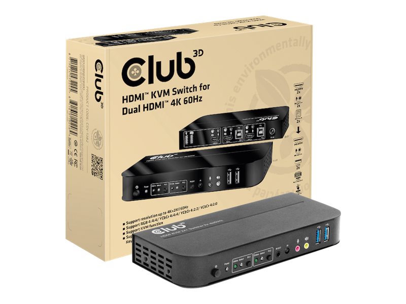 Club 3D CSV-1382 - KVM-/Audio-Switch - 2 x KVM/Audio
