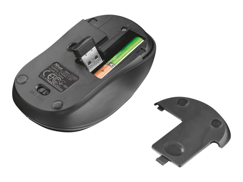 Trust Ziva - Maus - rechts- und linkshändig - optisch - 3 Tasten - kabellos - kabelloser Empfänger (USB)