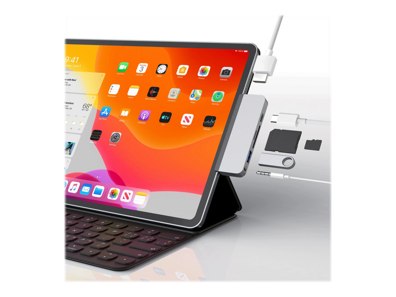 Hyper Sanho HyperDrive 6-in-1 USB-C Hub - Dockingstation - USB-C 3.1 - HDMI - für Apple 11-inch iPad Pro (1. Generation, 2. Generation)
