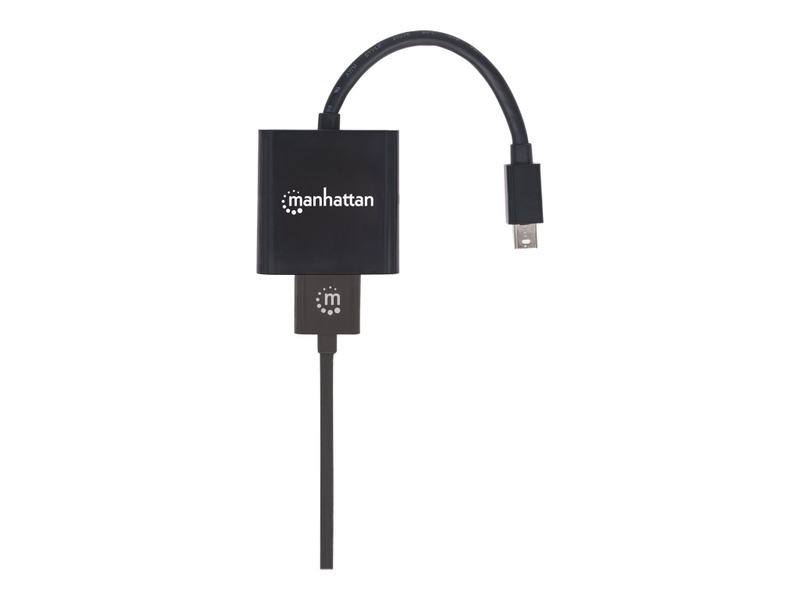 Manhattan Aktiver Mini-DisplayPort auf HDMI-Adapter, Mini-DisplayPort-Stecker auf HDMI-Buchse, 4K@60Hz, schwarz, Polybagverpackung