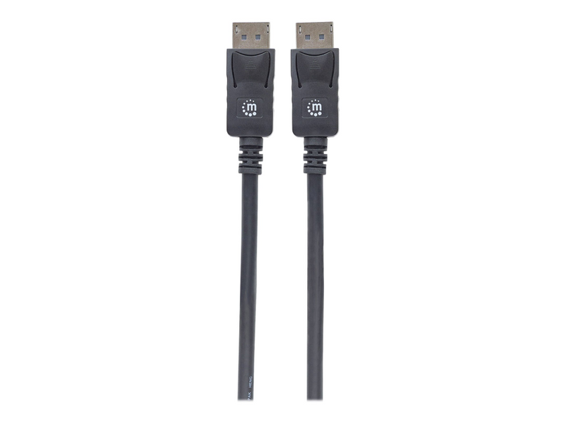 Manhattan DisplayPort 1.2 Cable, 4K@60hz, 1m, Male to Male, Equivalent to Startech DISPL1M, With Latches, Fully Shielded, Black, Lifetime Warranty, Polybag - DisplayPort-Kabel - DisplayPort (M)