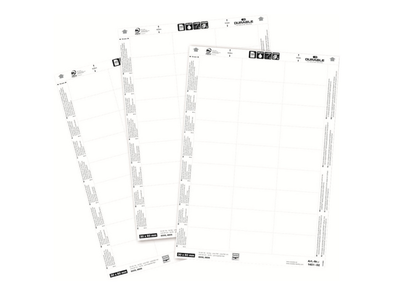 Durable Weiß - 30 x 60 mm - 150 g/m² - 540 Karte(n) (20 Bogen x 27)
