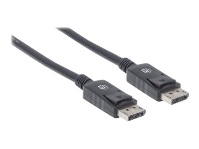Manhattan DisplayPort 1.2 Cable, 4K@60hz, 2m, Male to Male, Equivalent to Startech DISPL2M, With Latches, Fully Shielded, Black, Lifetime Warranty, Polybag - DisplayPort-Kabel - DisplayPort (M)