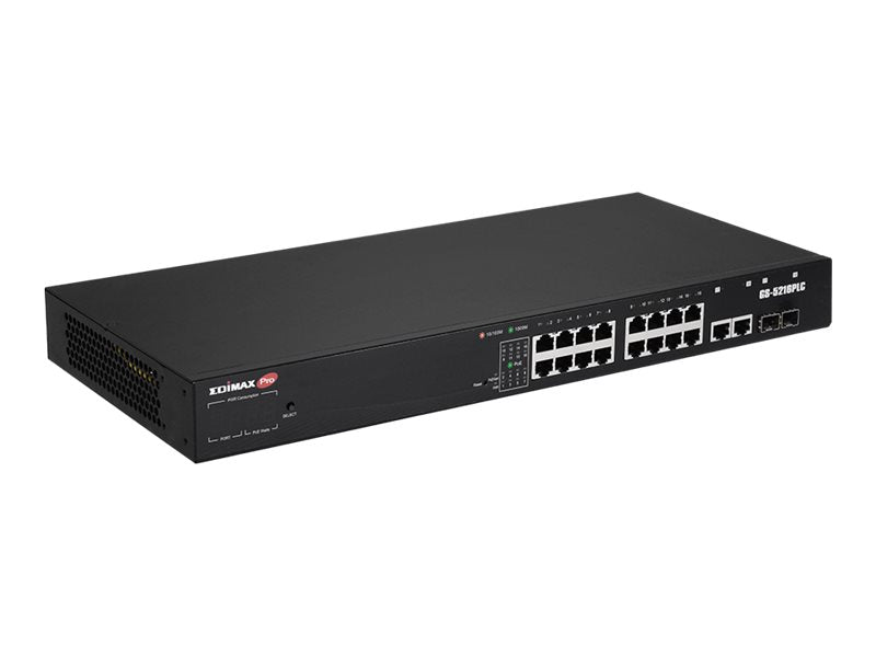 Edimax GS-5216PLC - Switch - Smart - 16 x 10/100/1000 + 2 x Combo Gigabit SFP/RJ-45 (Uplink)