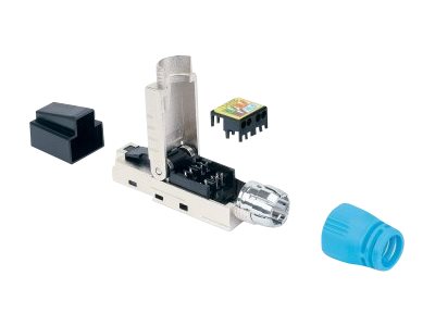 IC Intracom Intellinet Cat8.1 40G Shielded Toolless RJ45 Modular Field Termination Plug, For Easy and Quick High-quality Cable Assembly, Ideal for Data Centers, STP, for Solid & Stranded Wire, Gold-plated Contacts, Metal Housing - Netzwerkanschluss -